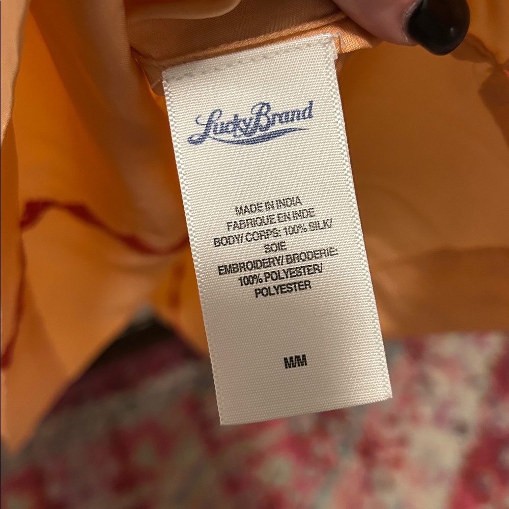 Lucky brand Irving fine 100% silk‎ blouse embroidered medium - Picture 5 of 8
